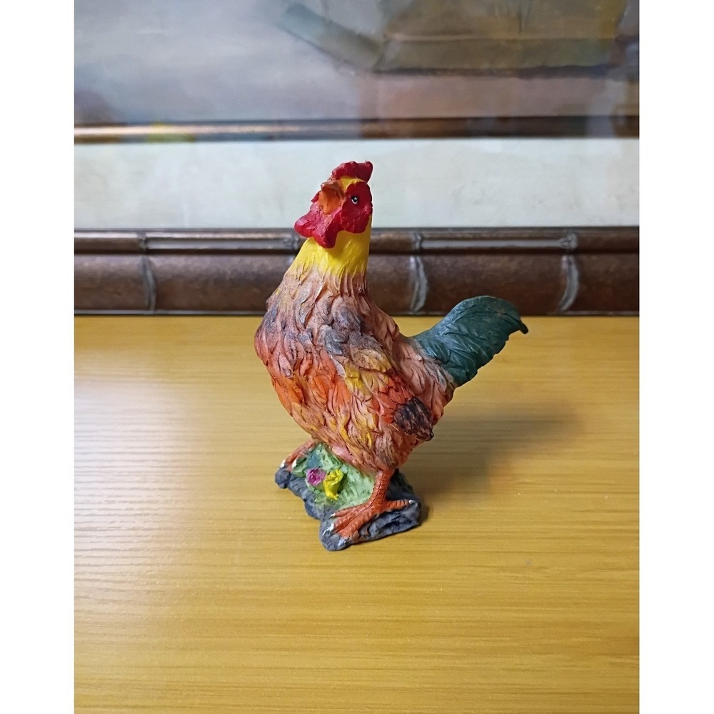 Vintage Colorful Resin Rooster Figurine Country Farmhouse Kitchen Decor 4 Inch